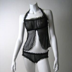 New sexy black sheer babydoll lingerie